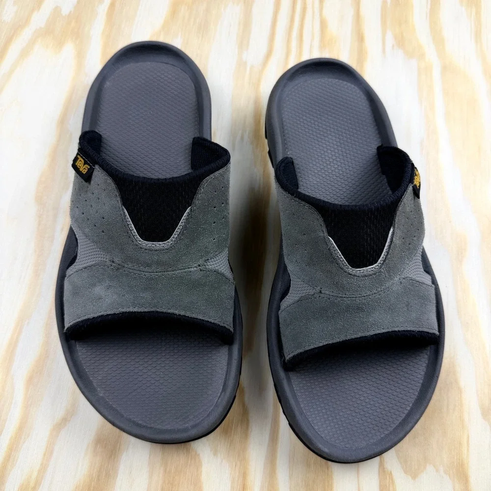 Teva Katavi‎ Mens Suede Outdoor Slide Sandals Grey Black 1019195 Size 7